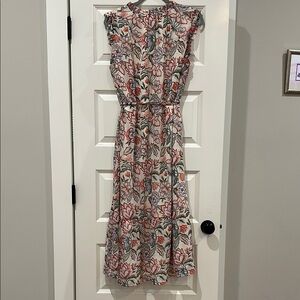 LOFT Pink and Orange Halter Midi Dress